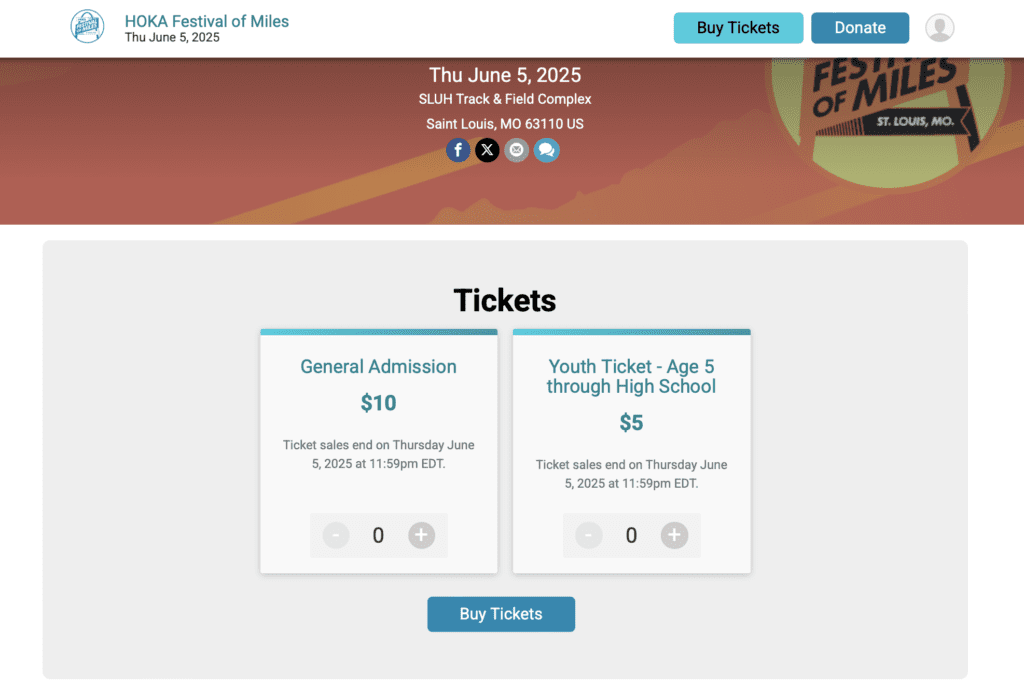 Hoka Festival of Miles Tickets for Track Meet